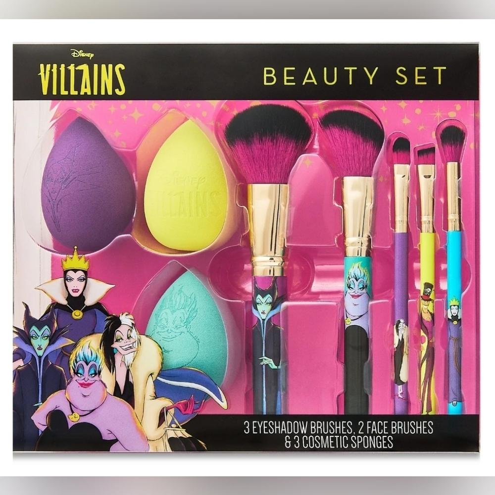 Disney Villain's Beauty Blender & Brush Set, 8 Pieces NIB